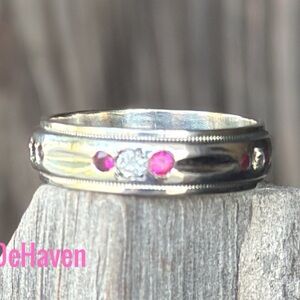 14k Diamond & Rubies Eternity band ring